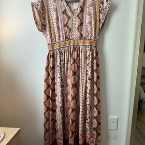 Gal Meets Glam Liza Pink and Brown Maxi Dress